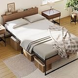 SINNONAKA 2口コンセント ベッドフレーム 宮棚付き シングルベッド 静音パイプベッド 高耐荷重 床下高さ30cm収納付き 組立簡単