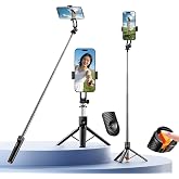 自撮り棒 iphone 軽量 スマホ 三脚 じどり棒 100cm&6 段階伸縮式 360°+225° 調整可能 スマホスタンド 三脚 携帯スタンド | じどり棒 軽量 iphone 卓上 収納長さ 20cm 重さわずか 172 グラム 折りたたみ式