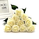 Kingdetector 高品質 ローズ バラの造花 ブーケ インテリア 本物 きれい 結婚式 お祝い(12 PCS)