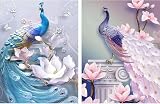 Reofrey 2枚セット ダイヤモンドの絵画 ダイヤモンドアート クロスステッチ キット ピーコック 動物, 手作りキット 全面貼り付けタイプ ビーズア DIY 手芸キットホーム レストラン ラインストーン ホーム 壁掛け 装飾品 30x40cm
