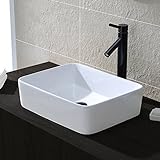 Comllen Above Counter White Porcelain Ceramic Bathroom Vessel Sink Art Basin [並行輸入品]