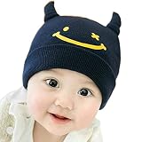 Youth Dream(ユースドリーム）シンプルなデザイン ニット帽 キッズ こども用 角付き　防寒　秋冬(ブラック)