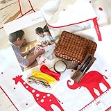 Hajimari（ハジマリ）ガーゼケット 刺繍キットセット　出産祝い メモリアルギフト (赤)