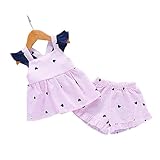 ベイビー服 女の子 Pojour ノースリーブトップス Ｔシャツ+パンツ ガールズキャミソール 可愛いハート2セット 子供ギフト 綿 通気 90cm