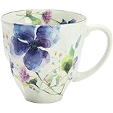 セラミック藍 花水彩 マグカップ クレマチス サイズ：約φ9 H8.9 01813
