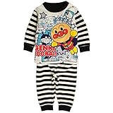 アンパンマン パジャマ ベビー 赤ちゃん 男の子 上下 綿100% 裏起毛 長袖 ブラック 80cm