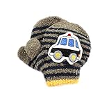 日本製 あったか裏起毛 パトカーワッペン 笛入り 手作りベビーミトン 手袋 2-3才用 カーキ