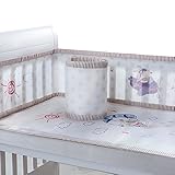 ベビーベッドガード サイドガード ベビーベッドバンパー 4シーズン使用可能 通気性 　四方タイプ 取り付け便利 ベビーベッドフェンス (ブラウン)
