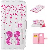 Galaxy S6 ケース , OMATENTI高級PUレザー ケース 手帳型 保護ケース カード収納ホルダー付き横置きスタンド機能付き (ブラック P2)