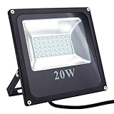 LED投光器 20W 薄型 ブラック 防水加工 LEDチップ 3mコード付き 広角120度 ledライト 看板灯 作業灯 駐車場灯 ナイター 屋内 照明 屋外 人気 電球色
