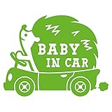 imoninn BABY in car ステッカー　【シンプル版】　No.37　ハリネズミさん　（黄緑色）