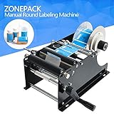 ZONEPACK 手動ラウンドラベリングマシンハンドルラウンドボトルラベラー、ガラ ス、金属ボトル用ラベルアプリケータ ボトルラベラー ラベル貼り機