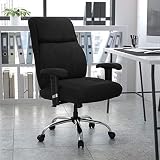 フラッシュファニチャー(Flash Furniture) ヘラクレスシリーズ ビッグ&トール タスクオフィスチェア ブラック 布張り ラインステッチ 人間工学 アジャスタブルアーム付き 耐荷重181.4kg 【日本正規輸入品】