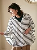 犬印本舗 fairy フェアリー マタニティ 授乳しやすい マタニティ期 から活躍 授乳ケープ にもなる便利な ポンチョ パーカー 妊婦服 産前 産後 M～L ネイビーボーダー 22581 22581