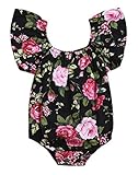 Seven Young Newborn Jumpsuit Baby Girl Off Shoulder Flowers Print Clothes Romper Outfits Summer (Flo