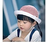 LUYING　ベビー用ハット　赤ちゃんキャップ　つば広　帽子　子供用　女の子　UVカット帽子　紫外線対策　日焼け帽子　コットン100%　バケットハット　日よけ帽子 (レッド50-52cm)