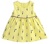 Plus Nao(プラスナオ) ワンピース ノースリーブ 猫柄 丸首 子供 キッズ ジュニア 女の子 女児 かわいい 73cm 80cm 90cm 100cm 110cm 120cm イエロー 110