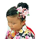 七五三 日本製髪飾り2個 2タイプ/9(ふちが白く花びらピンク)