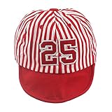 Onuneed　キッズ　 赤ちゃんキャップ　 男の子 女の子 ストライプ　丸洗い子供用 帽子　日よけ お出かけ 可愛い 春夏 (レッド2)