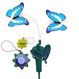 HQRPツインソーラーガーデン植物の花の装飾のためにフライングなびく蝶モルフォパワード+ HQRP UVメーター