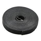 Pasow fastening tape Cable Tie Double Side Nylon Strap Power Wire Management 1 Roll Hook (black, 5 Y