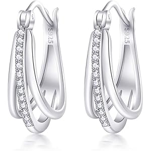 S.White ピアス レディース 人気 高品質ジルコニア フープピアス 「星の軌跡」 金属アレルギー対応 シルバー925 ピアス 18金 プラチナ ピアス リング 女性 アクセサリー ジュエリー