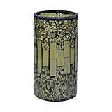 High Quality Glass Mosaic Crack Patern LED Candle Grey Pillar 3X6 Inches Real Wax Flameless Battery 