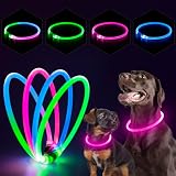 PZRLit 光る首輪 犬 散歩 夜 ライト USB 充電式 視認距離500m 長さは70cm サイズ調整可能 ペット 安全 お散歩 猫 小型犬 中型犬 大型犬 LED発光首輪 -ピンク