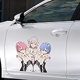 EARLFAMILY 43cm レムラムエミリア 痛車 ステッカー防水 車のドアの保護ステッカー壁の装飾のステッカーは (Z)