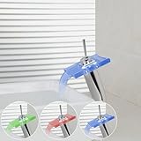 WYMBS LED the whole copper washbasin Washbasin faucet hot and cold waterfall above counter basin hei