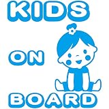14色 KIDS ON BOARD GIRL POP ステッカー【KIDS IN CAR 女の子 ポップ】 (ライトブルー)