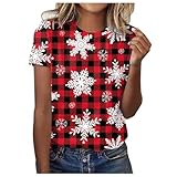 [Vchwop] クリスマス tシャツ レディース 雪 プリント 総柄 クリスマス tシャツ ブラウス 半袖 可愛い 面白いプレゼント トップス カジュアル おしゃれ ゆったり 着痩せ 文化祭 パーティー衣裝 仮裝 イベント 新年