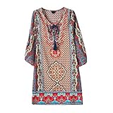 Zhhlinyuan マタニティ Pregnant Women Fashion Retro Dresses Floral Middle Sleeves Pregnancy Dresses