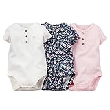 カーターズ Carter's ロンパース ボディスーツ ベビー肌着 半袖 3枚組 女の子 綿100% 3-Pack Short-Sleeve Henley Bodysuits 12M (72-78cm