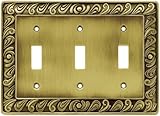 Franklin Brass 64055 Paisley Triple Toogle Switch Wall Plate / Switch Plate / Cover Tumbled Antique 