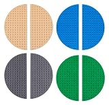 (HalfCircle, Blue, Green, Gray, Sand) - Classic Stackable 15cm Half Circle Baseplate Brik Tower by S
