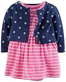 カーターズ carter's アパレル basic line ワンピース カーディガン セット ピンク ホワイト ボーダー ネイビー フラワー 綿 121D212 【並行輸入品】 9ヶ月