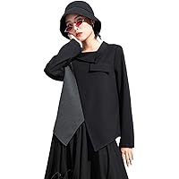 Amazon | [モリノー] アシンメトリー ベスト 異素材 切り替え 重ね着風