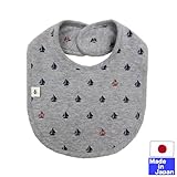 ★日本製★ヨット柄スタイ(グレー) 新生児フリーサイズ(マジックテープタイプ) 綿１００％