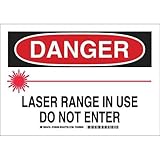 Brady 129266 Radiation and Laser Sign, Legend "Laser Range In Use Do Not Enter", 7" Height, 10" Widt