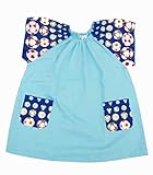 半袖スモック 【園児・幼児】ブルー×サッカーボール柄　綿１００％　袖とポケット 入園 入学 幼稚園 保育園 小学校 通園 通学 スモック 子供服 キッズ