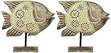 IMAX 83019-2 Kawela Mosaic Glass Fish, Set of 2 by IMAX