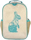 SoYoung Raw Linen Grade School Backpack, Aqua Bunny by SoYoung