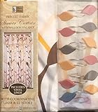 ホワイトwith a分岐とリーフデザインファブリックシャワーカーテンwith Ballon布、ライナーと12フック