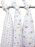 Sister Selected - (Set of 3) Baby Swaddle, Blanket, Cloth Diaper, Burp Cloth, Towel, Napkin, Nappy, 