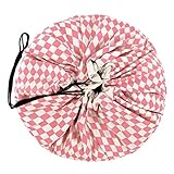 Play & Go Large子ダイヤモンド遊びマットとおもちゃオーガナイザーストレージ55 "バッグ – ポータブルコンテナ保存のための子供おもちゃ – ピンク