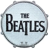 The Beatles ウーブンドラムロゴ アイロン接着ワッペン (ワンサイズ) (ホワイト/ブラック)