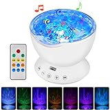 リモートコントロールOcean Wave Nightプロジェクタ12 LED & 7色ナイトライトwithスピーカー内蔵、ムード照明ランプfor Baby Nursery、大人と子供寝室、リビングルー