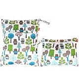 Damero 2pcs Pack Travel Baby Wet and Dry Cloth Diaper Organizer Bag, Green Forest by Damero