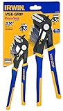 Irwin Tools 1802533 Two Piece GrooveLock 8-Inch V-Jaw and 10-Inch Straight Jaw Pliers Set [並行輸入品]